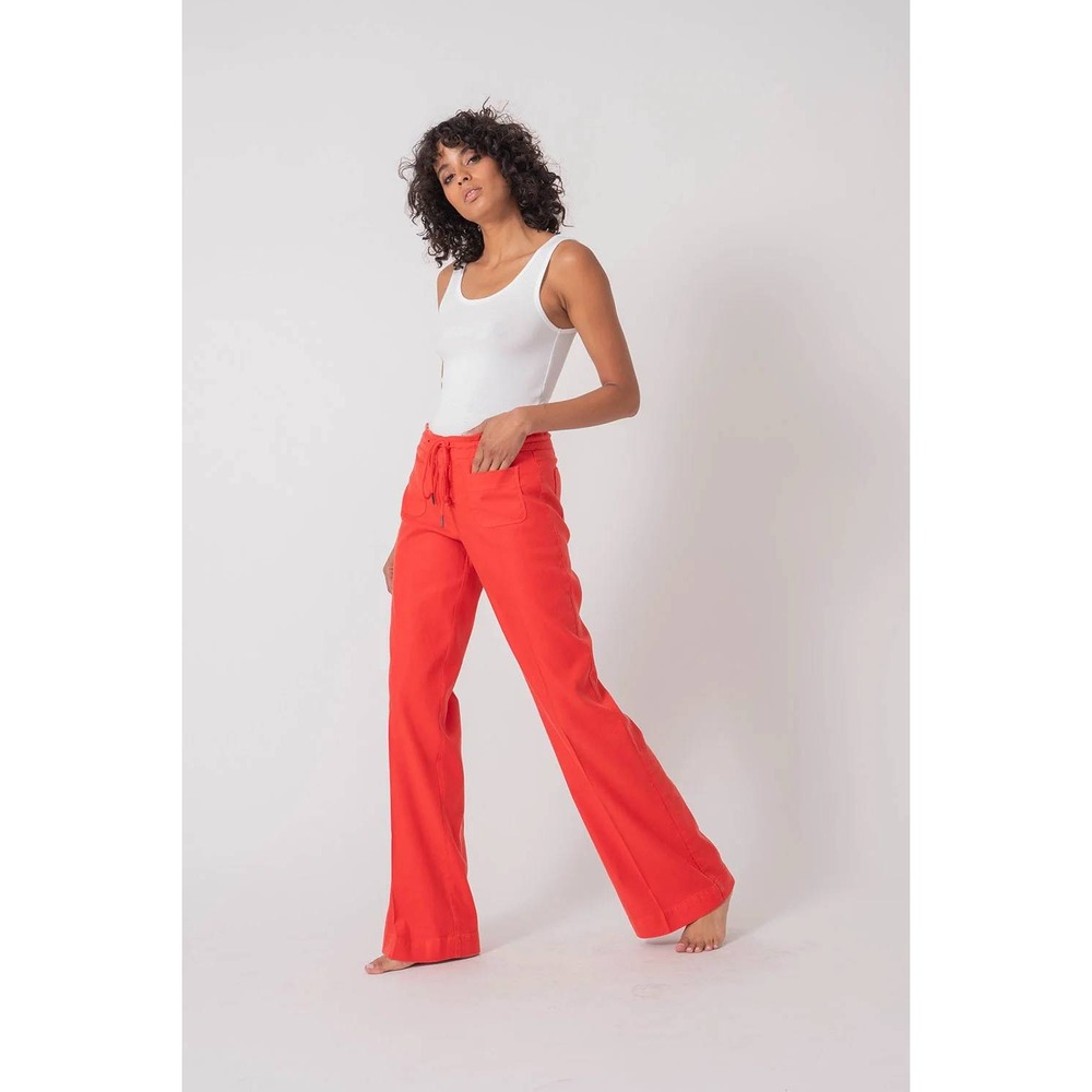 Level 99 Anthro Lana Wide Leg Lounge Watermelon High Linen Blend 29 Boho Coastal